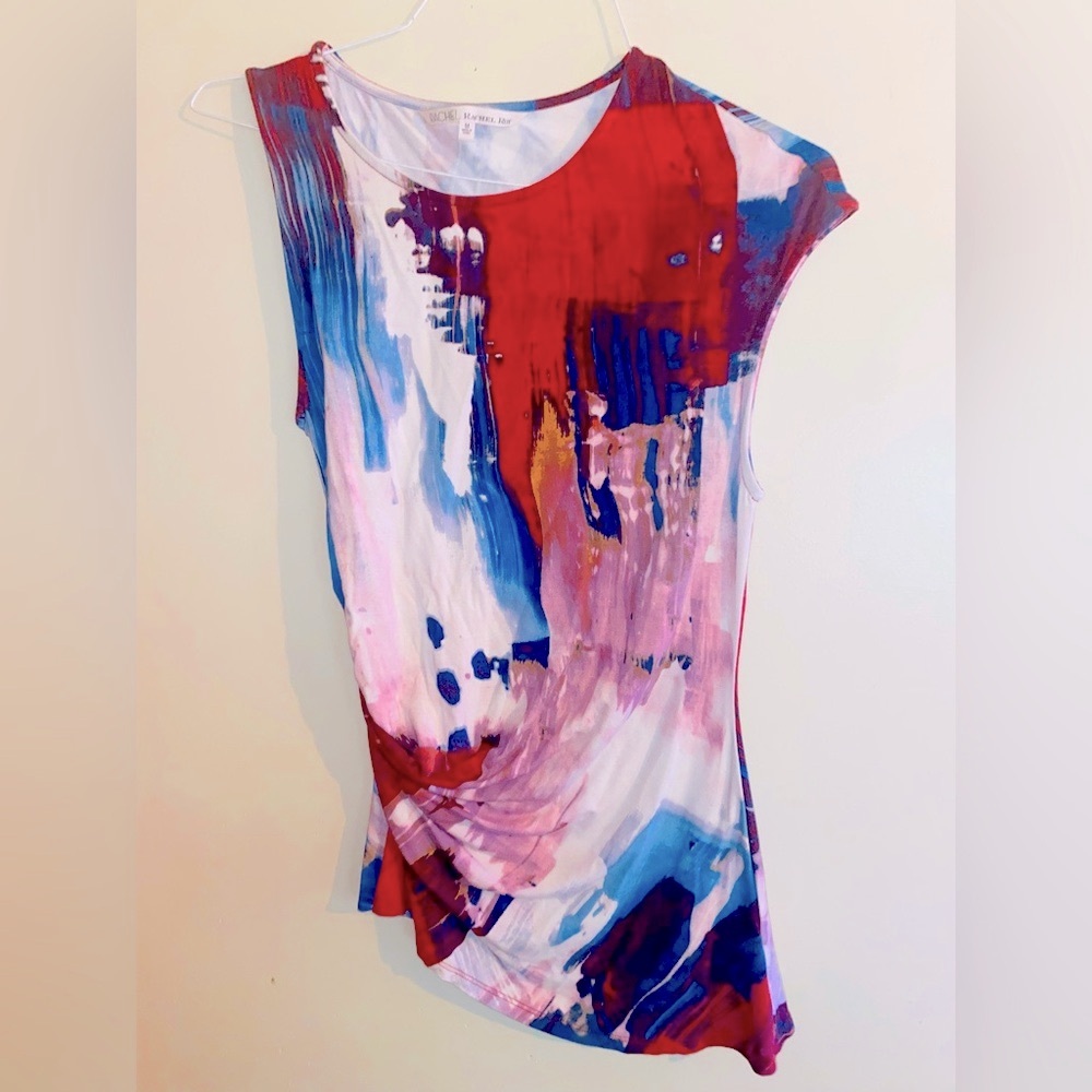 RACHEL Rachel Roy Color Splash Asymmetrical Tee Shirt Size Medium